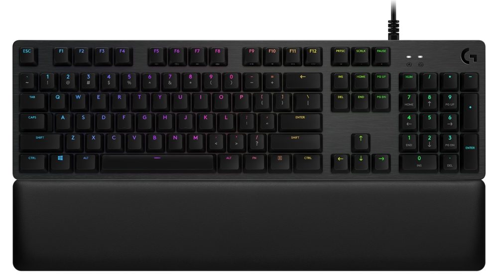 Logitech G513 Keyboard, GX Brown Tactile, Lightsync RGB, USB Passthrough Data/Power, Alumium Alloy, Game Mode, Memory Foam Palmrest, Gaming Keycaps, Keycap Puller, Black Carbon