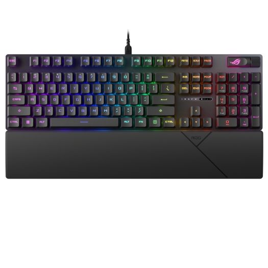 Asus ROG Strix Scope II RX Gaming Keyboard, IP57, Dampening Foam, Pre-lubed ROG RX Red Optical Switches, UV-Coated ABS Keycaps, multi-function controls, Xbox Game Bar function hotkeys, RGB-Black