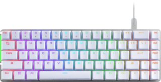 Asus ROG Falchion Ace 65% компактна геймърска клавиатура с предварително смазани механични превключватели ROG NX със стабилизатор ROG switch, звукопоглъщаща пяна, интерактивен сензорен панел, два Type-C порта, три ъгъла на наклон на клавиатурата и защитен калъф, US подредба, Бяла