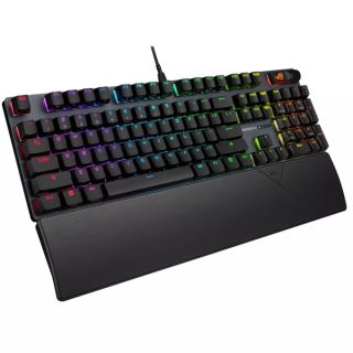 Asus ROG Strix Scope II X гейминг клавиатура с горещо сменяеми ROG NX механични превключватели V2, шумопоглъщаща пяна, PBT двойно формовани клавиши, стрийминг горещи клавиши, многофункционални контроли, три ъгъла на наклон и подложка за китки, черна