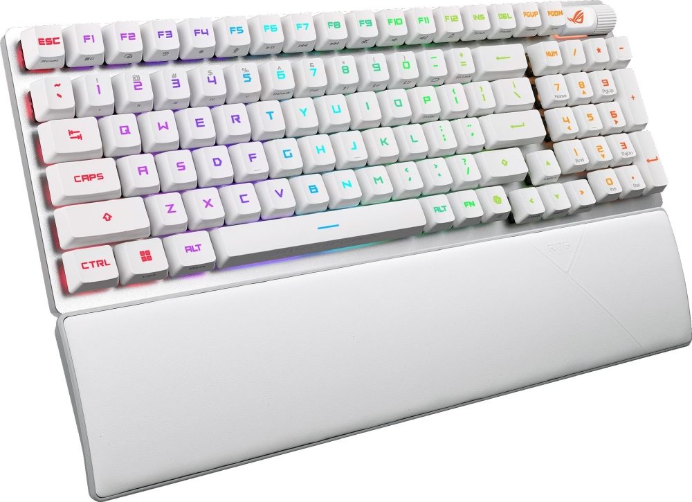 Asus ROG Strix Scope II 96 Wireless Gaming Keyboard, Tri-Mode Connection, Dampening Foam & Switch-Dampening Pads, Hot-Swappable Pre-lubed ROG NX Snow Mechanical Switches, PBT Keycaps, RGB-White
