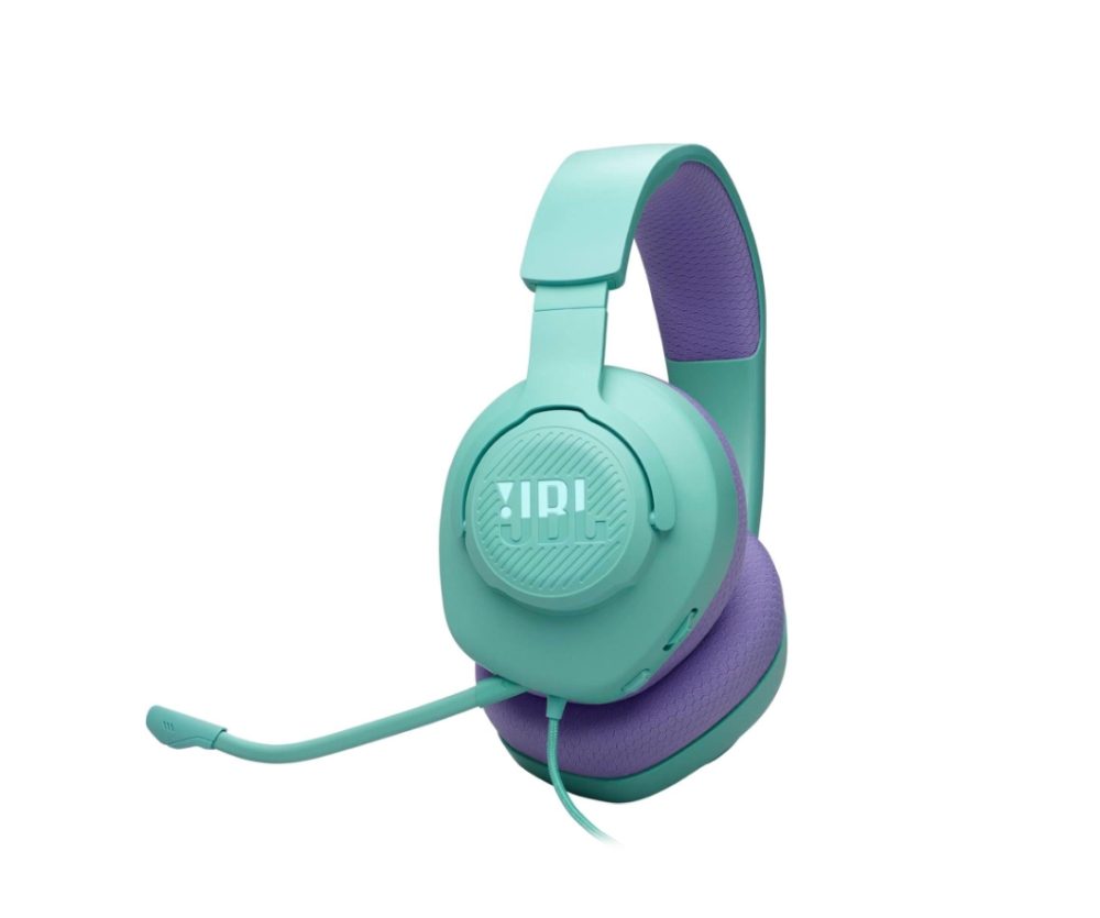 JBL QUANTUM 100M2 CYN Слушалки за игри, над ушите, с кабел, със свалящ се микрофон и опция за заглушаване