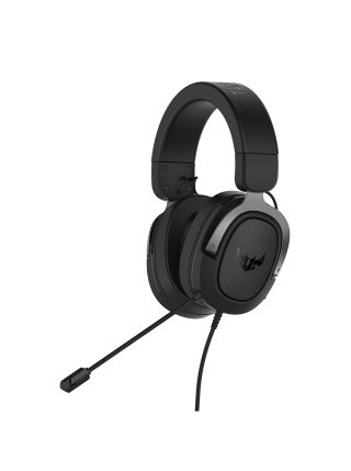 Asus TUF Gaming H3 кабелна слушалка (Discord сертифициран микрофон, 7.1 съраунд звук, 50mm драйвери, лека, 3.5mm, за PC, Mac, PS4, Xbox One, Switch и мобилни устройства), черна