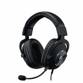 Logitech PRO X Headset, PRO-G 50 mm Drivers, 7.1 DTS Headphone:X 2.0 Surround, Leather/Mesh Memory Foam Ear Cushions, Blue Voice Microphone, Black