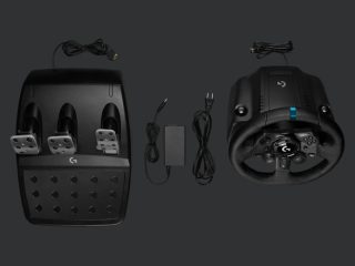 Logitech G923 Racing Wheel And Pedals, PlayStation 4, PC, 900° Rotation, Trueforce Next-Gen Force Feedback, Dual Clutch (In Supported Games), Aluminium, Steel, Leather