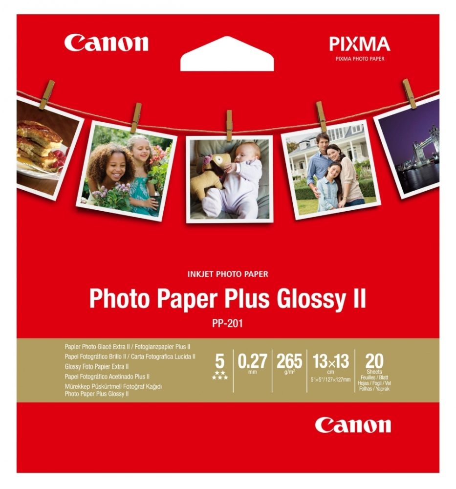 Canon Plus Glossy II PP-201 фотографска хартия, 5x5", 20 листа