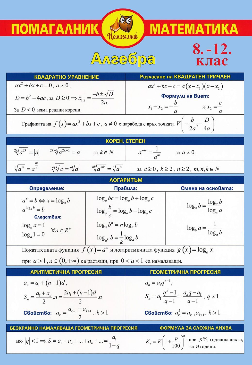 Помагалник по математика за 8., 9., 10., 11. и 12. клас