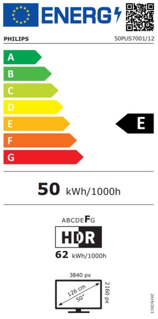 Philips 50PUS7001/12, 50" 4K UHD LED телевизор, 3840 x 2160p, 60Hz, DVB-T/T2/T2-HD/C/S/S2, Natural Motion, Perfect Pixel UHD, HDR 10+, Dolby Atmos, Titan OS, 3*HDMI, 2*USB, VRR, AirPlay 2, WiFi 5, BT 5.4, 20 W RMS