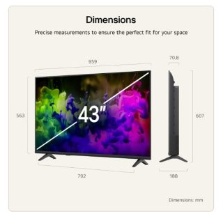 LG 43QNED7EB3C 43" 4K QNED MiniLED Smart TV, 3840x2160, DVB-T2/C/S2, Alpha 7 AI Processor, HDR10 / HLG, webOS 26 ThinQ, VRR / ALLM / HGiG, 4K Super Upscaling, WiFi 5, Bluetooth 5.3, AirPlay 2, LAN, CI, HDMI, AI Sound Pro, Google Cast, 2 pole Stand
