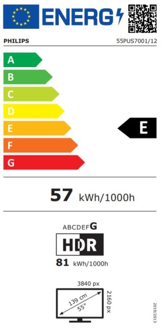 Philips 55PUS7001/12, 55" 4K UHD LED телевизор, 3840 x 2160p, 60Hz, DVB-T/T2/T2-HD/C/S/S2, Natural Motion, Perfect Pixel UHD, HDR 10+, Dolby Atmos, Titan OS, 3*HDMI, 2*USB, VRR, AirPlay, WiFi 5, BT 5.0, 20 W RMS