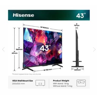 Hisense 43" E7S Pro 4K Ultra HD QLED Smart TV