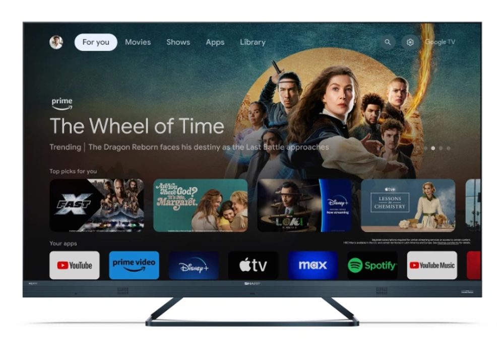 Sharp 55FQ8EG, 55" QLED GOOGLE TV, 4K 144Hz Quantum Dot 3840x2160 Aluminium Slim Frameless, AQUOS AI, DVB-T/T2/C/S/S2, 500 NIT, Active Motion 1400, HARMAN/KARDON, HDR10, Dolby Atmos, Dolby Vision, DTS:X, Google Assistant, HDMI eARC, Mini Composite/CVBS