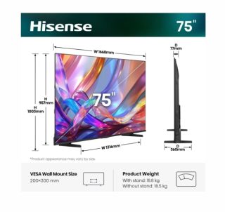 Hisense 75" E7S 4K Ultra HD QLED Smart TV