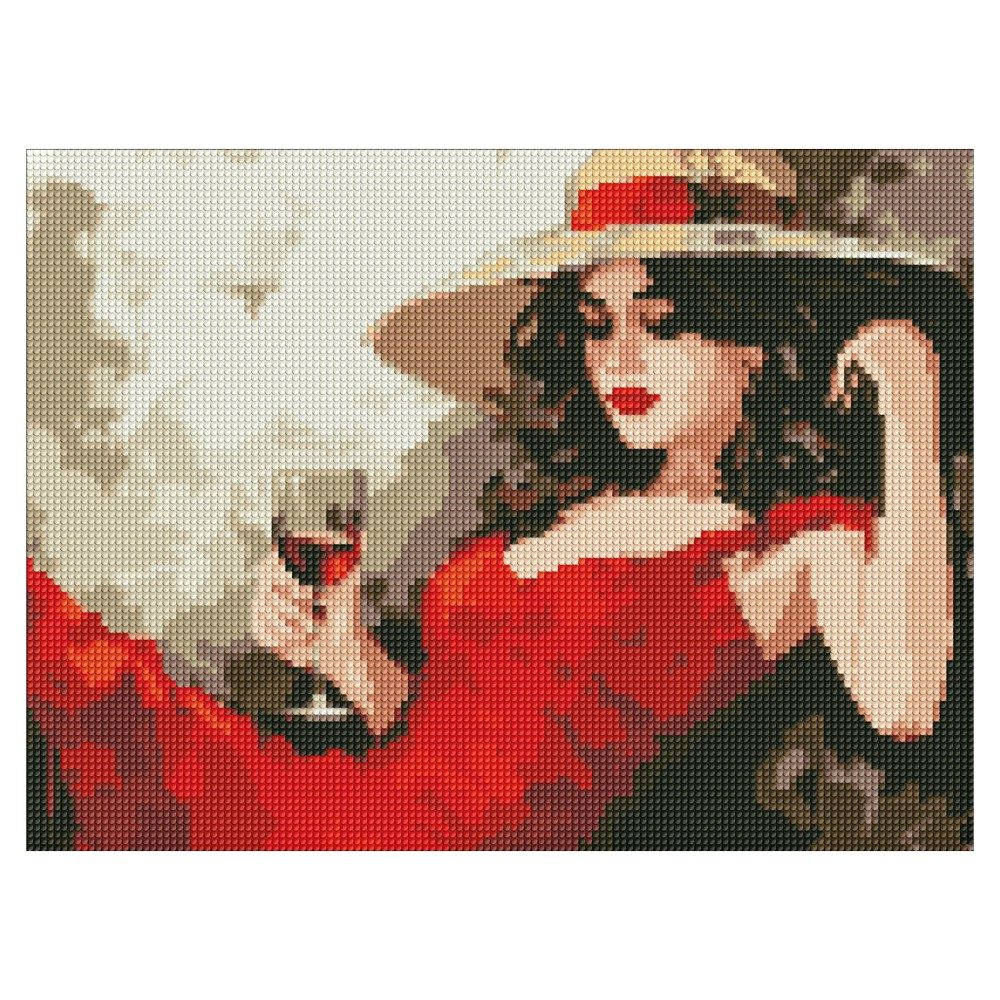 Диамантена мозайка IDEYKA, с подрамка, GIRL IN A HAT/Жена с шапка, 30х40 см