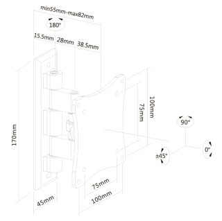 Neomounts Flat Screen Wall Mount (1 pivot & tiltable)