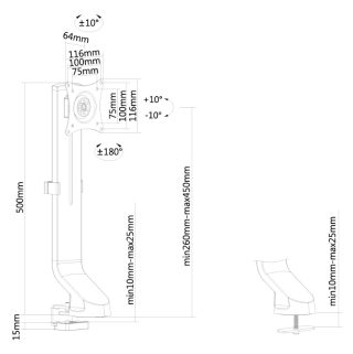Neomounts Flat Screen Desk Mount (clamp/grommet)