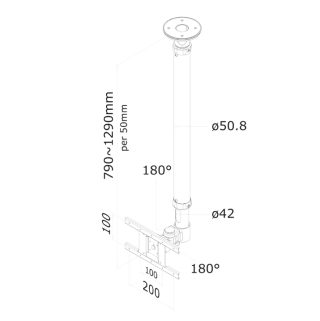 Neomounts Flat Screen Ceiling Mount (Height: 79-129 cm)