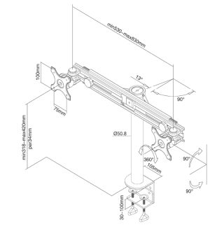 Neomounts Flat Screen Desk Mount (clamp) за 2 монитора