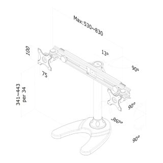 Neomounts Flat Screen Desk Mount (стойка/проход) за 2 монитора