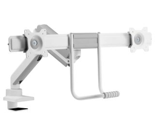 Neomounts Screen Desk Mount 2 screens (topfix clamp & grommet) for 2 Monitor Screens, White