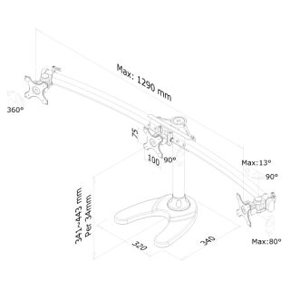 Neomounts Flat Screen Desk Mount (stand/grommet) за 3 монитора