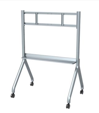 Hisense мобилна стойка 65"-86", макс. товар 80 кг, регулируема височина на 3 нива, сребристо сива (скоба) + черна (монтажна плоча и колела)