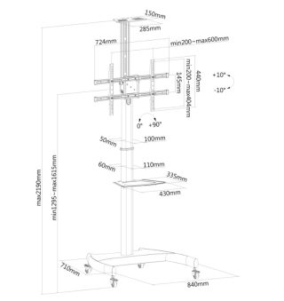 Neomounts подвижна подова стойка за плосък екран (височина: 130-162 см)