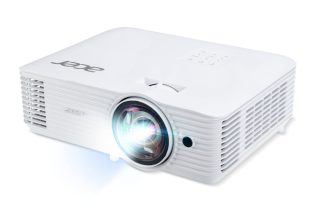 Acer Projector S1387n, DLP, Short Throw 0.5, WXGA (1280x800), 4000 ANSI лумена, 20 000:1, 1x, HDMI 1.4x2, DC Out (5V/1A, USB-A), Component Video (D-sub), RCA, RJ45, RS232, Audio in/out, високоговорител 16W, 3.1 kg, 3Y, бял