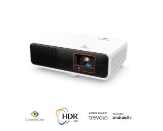 BenQ X500i Short Throw Console Gaming Projector, 4K UHD (3840x2160), 2200 ANSI лумена, 1.2x, 0.69~0.83 Throw Ratio, 3D, Vertical Keystone, BT 5.0, HDMIx2 (eARC 7.1 канал), 2x5W, Dolby Atmos, USB, USB-C, RS232, WiFi, SettingXchange App, 3.6kg, Черен