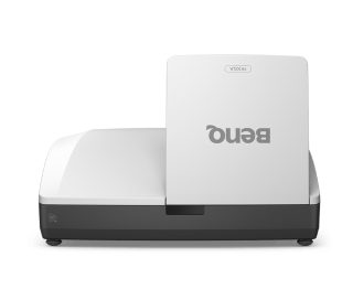 Мултимедиен проектор BenQ LW855UST, DLP, ултра къс фокус, лазерен, WXGA (1280x800), 3000000:1, VGA, HDMI, LAN, USB, говорител 10W x2, аудио вход/изход, включен стенен монтаж WM04G4, IP6X прахоустойчив, 6.5 кг, бял
