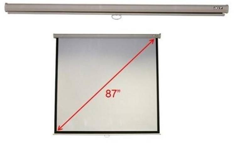 Acer M87-S01MW Проекционен екран, 87" (1:1), 70''x70'' (Площ 1740mm X 1740mm), За стена и таван, Матово бял, Ръчен, 5.5Kg