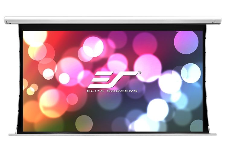 Elite Screens SKT110XHW-E24 Saker Tension моторизиран екран, 110" (16:9), 243.8 x 137.2 см, бял