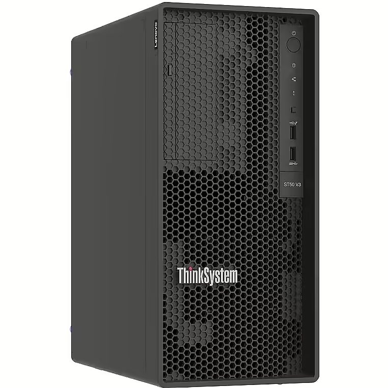 Сървър Lenovo ThinkSystem ST50 V3, Intel Xeon 6315P (2.80 GHz, 4-ядрен, 12 MB кеш, 55W), 1x16GB 1Rx8, 2x960GB SSD, SW RD, 1x500W, XCC2 Standard