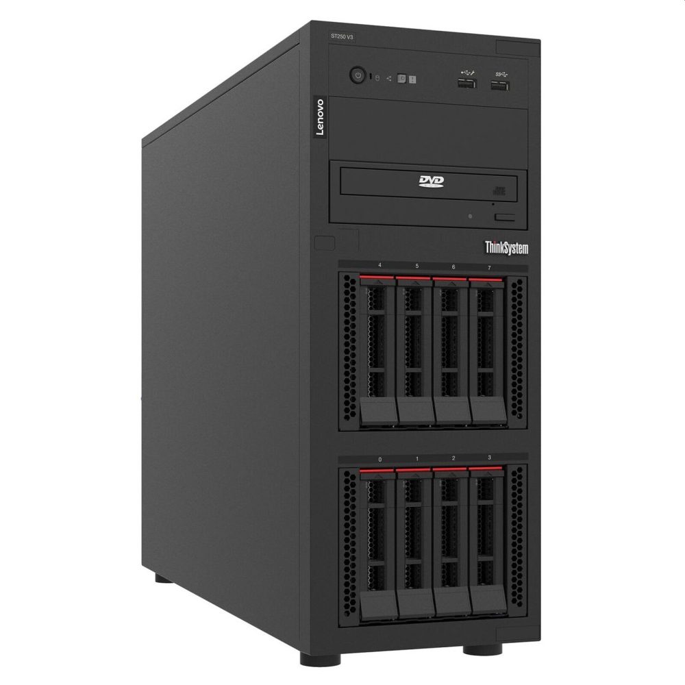 Сървър Lenovo ThinkSystem ST250 V3, 1x Intel Xeon 6353P 8C 2.7GHz 65W, 1x32GB 2Rx8, ThinkSystem RAID 545-8i PCIe Gen4 12Gb Adapter, 1x800W, 2.5" Chassis Base (Standard)