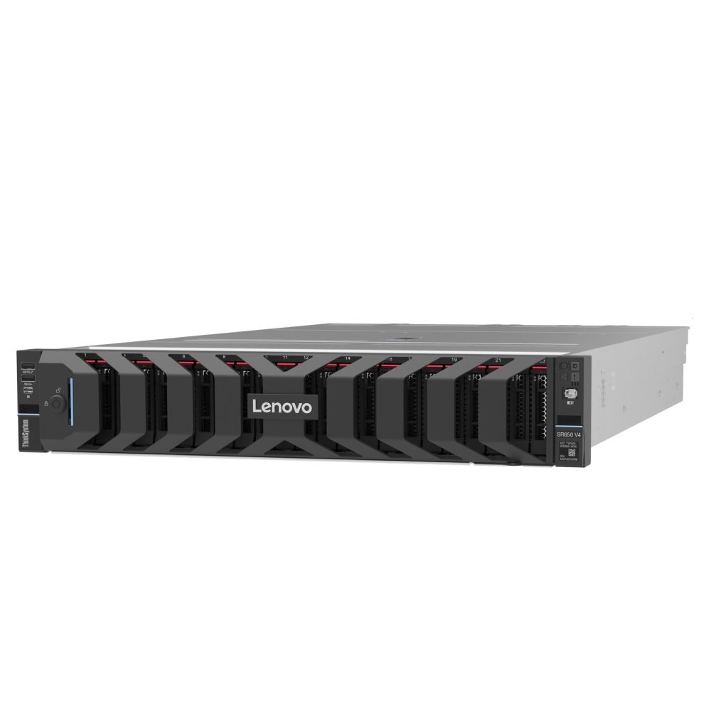 Сървър Lenovo ThinkSystem SR650 V4, 1x Intel Xeon 6515P 16C 2.3GHz 150W, 1x32GB 2Rx8, ThinkSystem RAID 940-8i 4GB Flash PCIe Gen4 12Gb Adapter, 2x1300W, 8x2.5" Chassis (Standard)