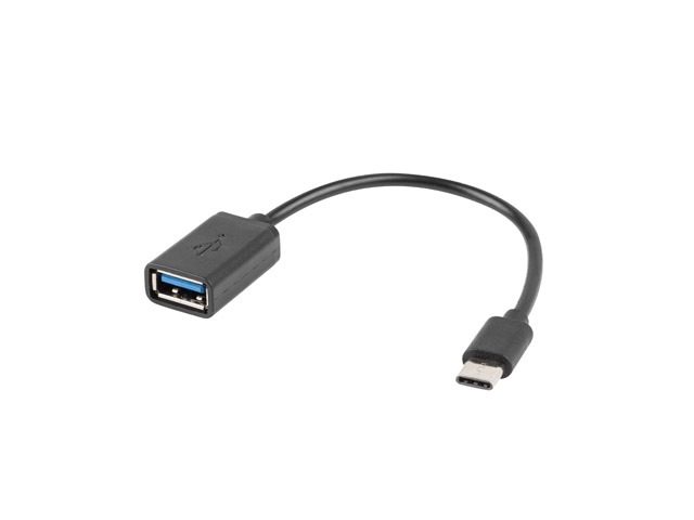 Lanberg адаптер USB-C(m) 2.0 -> USB-A(f) кабел 15cm OTG, черен