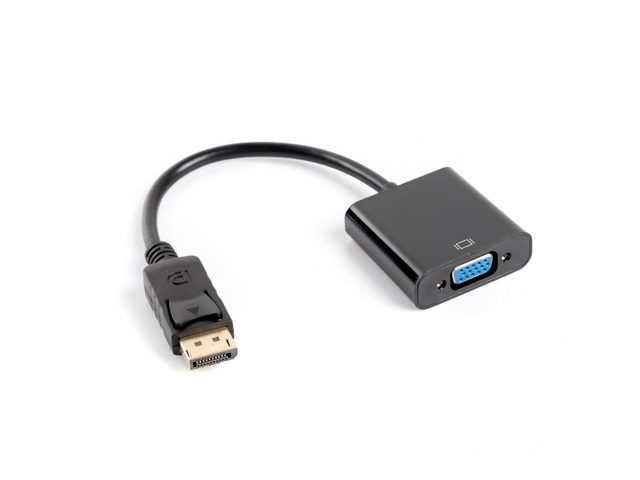 Адаптер Lanberg DisplayPort 1.1 към VGA, 20 см кабел, черен