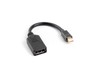 Lanberg адаптер display port mini (m) -> display port (f), 10cm кабел, черен