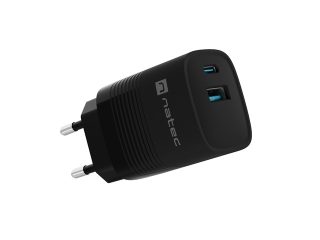 Natec USB Charger Ribera GaN 1x USB-A + 1x USB-C 30W, Черен