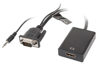 Lanberg адаптер VGA (ж) + аудио 3.5mm жак -> HDMI (м)