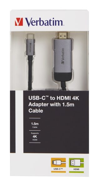Verbatim USB-C към HDMI адаптер - USB 3.1 Gen 1/HDMI 1.5m кабел