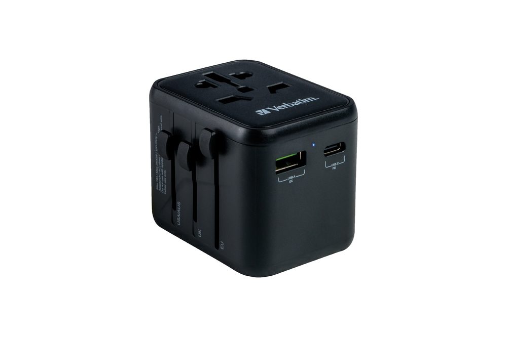 Verbatim UTA-02 Универсален пътен адаптер с 1 x USB-C PD 20W / 1 x USB-A QC 3.0