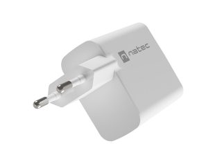 Natec USB Charger Ribera GaN 1x USB-A + 1x USB-C 65W, Бял