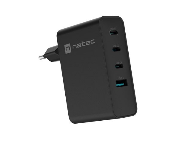 Natec USB Charger Ribera 3X USB-C + 1x USB-A 100W, Black