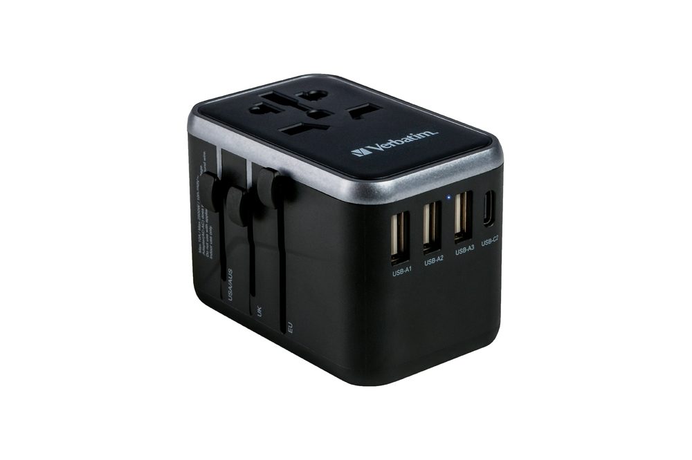 Verbatim UTA-04 Универсален пътен адаптер с 1 x USB-C PD 61W & QC 3.0 / 1 x USB-C / 3 x USB-A