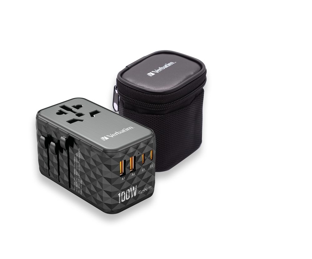 Verbatim UTA-06 GaN III универсален пътен адаптер с 2 x USB-C PD 100W & QC 4+ / 2 x USB-A QC 3.0