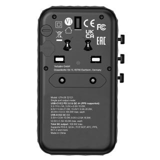 Verbatim UTA-06 GaN III универсален пътен адаптер с 2 x USB-C PD 100W & QC 4+ / 2 x USB-A QC 3.0