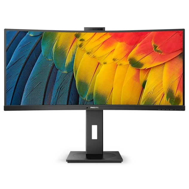 Philips 34B1U5600CH, 34" Curved 1500R, VA, WLED, 3440x1440@120Hz, 4ms GtG, 350cd/m², 3000:1, 50M:1 DCR, Adaptive Sync, FlickerFree, Low Blue Mode, 5Wx2, Webcam 5MP, Tilt, Height Adjust, Swivel, HDMI, DP, USB hub, KVM, RJ45