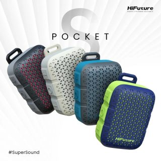 HiFuture Pocket S Blue, Bluetooth 5.4, IPX7 Waterproof, 5W Output, Pair to Play (TWS Mode), Up to 8 Hours Playtime, Support Clip for Wear, Support Magnetic