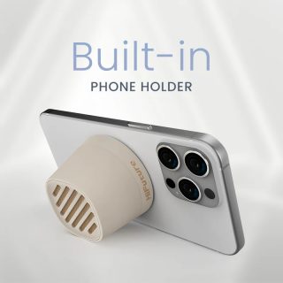 HiFuture Mega S Latte, Bluetooth 5.4, MagSafe, 5W Output, Built-in MIC support Handsfree, Pair to Play (TWS Mode), Up to 10 Hours Playtime, Wireless Charge (7.5W-15W), Phone Holder